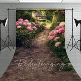 Aperturee - Aperturee Countryside Greenery Pink Floral Summer Sweep Backdrop